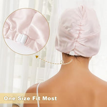 Load image into Gallery viewer, Satin Bonnet Silk Bonnet for Sleeping Women, Double-Layer Silk Hair Wrap with Elastic Band, Adjustable Shower Cap for Curly Straight Long Hair, Pink
