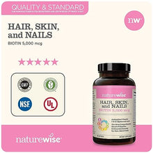 Load image into Gallery viewer, NatureWise Hair, Skin, and Nails Biotin 5,000 mcg with Hyaluronic Acid
